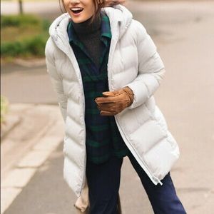 Uniqlo Women Seamless Down Coat Water Repellent Hooded Puffer Jacket Light Grey